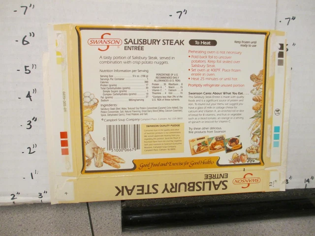 SWANSON 1985 TV dinner microwave food box SALISBURY STEAK tater tots nuggets A 2