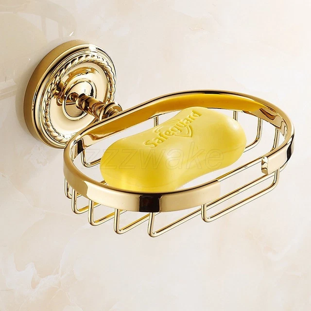 Bathroom Wall Mount Soap Basket Gold Color Brass Shower Soap Dish Holder ZD769