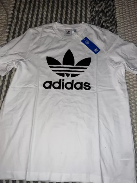 NWT Adidas Classic Originals Trefoil Men's White Black T-Shirt Sz S-2XL $30