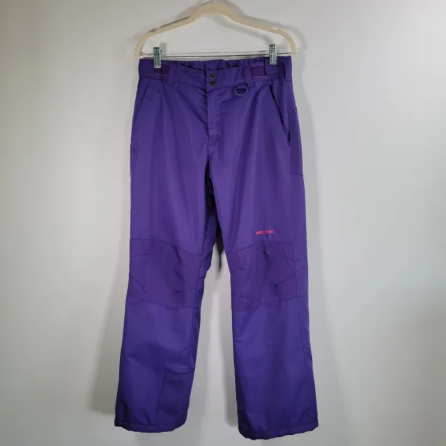 Pantalones de nieve morados impermeables para niñas talla L con rodillas y asiento reforzados