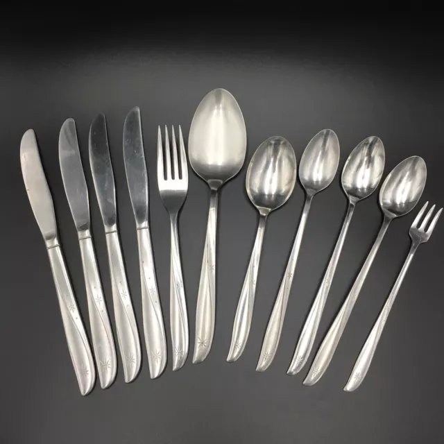 11 Pieces Oneida Community Stainless ATOMIC TWIN STAR Mid Century Flatware Lot