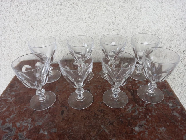 8 verres à vin rouge cristal d'arques modèle RAMBOUILLET