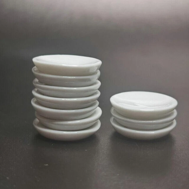 10 Pcs Dollhouse Miniatures Dish 1:12 Scale White Plates Dish Kitchen Tableware