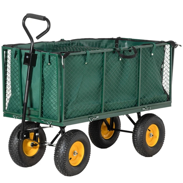 Outsunny Carrello da Trasporto a Mano per Giardino in Acciaio Portata 350kg