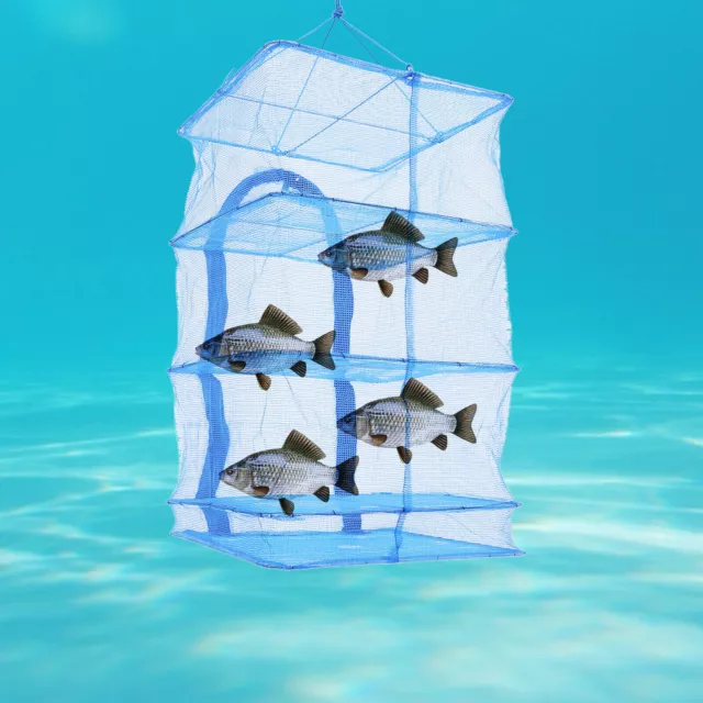 4 Layers Fish Food Herb Hanging Drying Rack Net Folding Mesh Shelves with Zipper