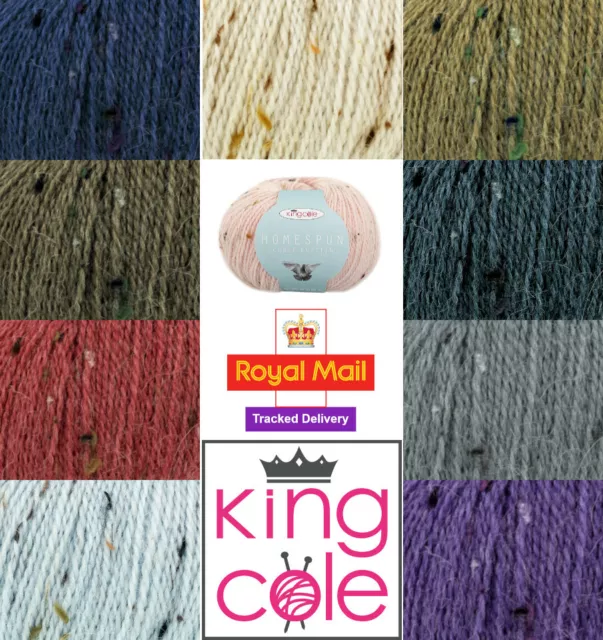 King Cole Homespun DK 50g Knitting & Crochet Yarn, 44% Real Wool, Merino Alpaca