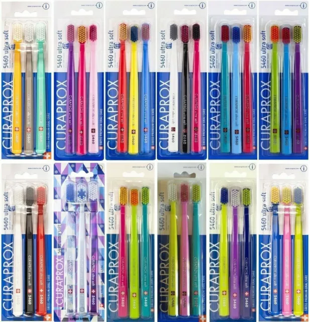 CURAPROX 5460 ULTRA SOFT Bristles - Pack of 3 TOOTHBRUSHES - CHOOSE COLOURS :-)