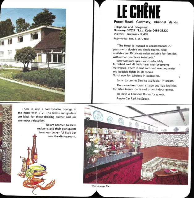 Hotel Le Chene Guernsey Brochure Channel Islands Interior Images 1960s-1970s 3