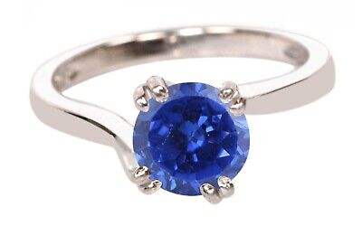 1.20Ct 100% Natural Blue Tanzanite Round Shape Women's Ring In 14KT White Gold