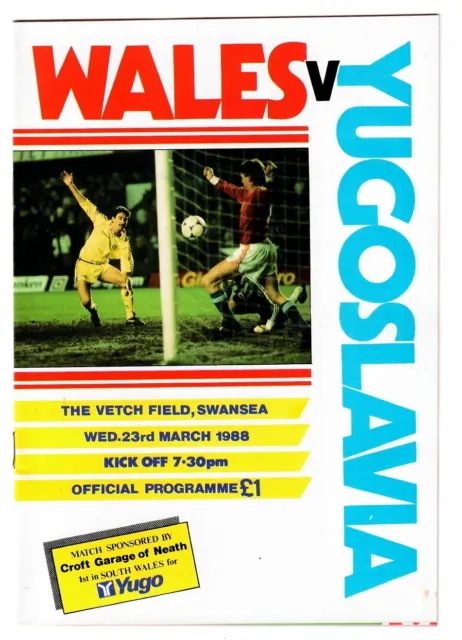 Wales v Yugoslavia - International Friendly 1988 - Football Programme