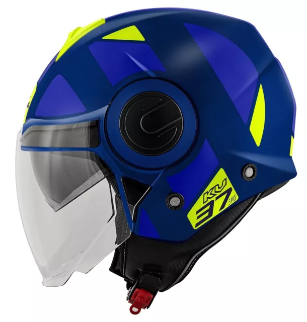 Casco Helmet Moto Jet Kappa Kv37 Style Blu Giallo Fluo Opaco Tg S