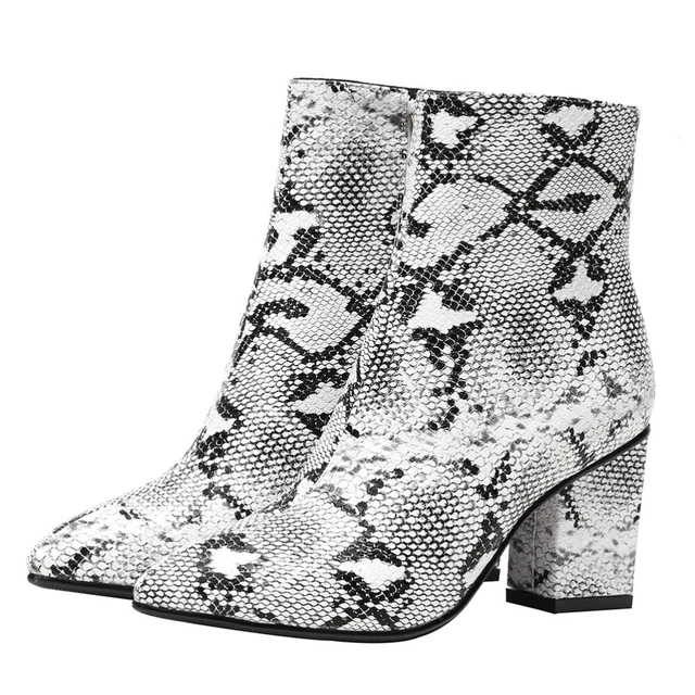 UCSUSA Stivaletti Da Donna In Pelle Di Serpente Con Tacco Alto - Foto 7