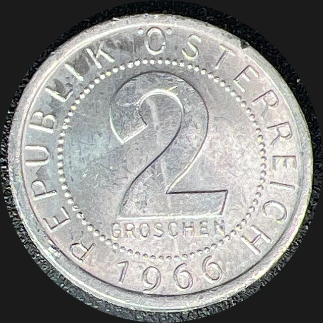1966 AU Austria 2 Groschen 1950-1994 Aluminium-magnesium KM#2876 C502