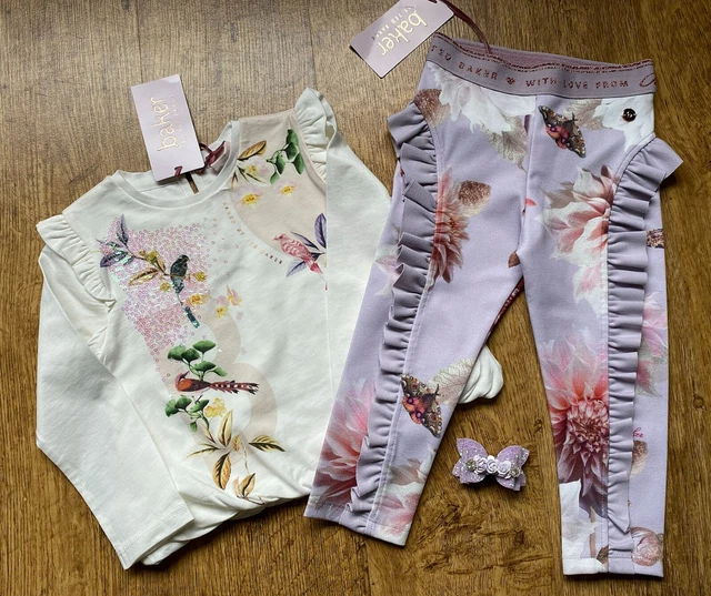 Ted Baker nuovo 12-18 mesi floreali top set floreale leggings 1,5-2 nuovo con etichette Dahlia