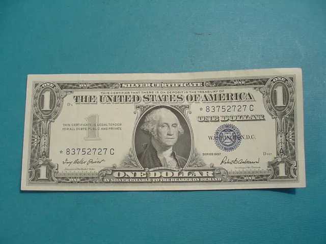Series 1957 $1 Silver Certificate Star Note In Crisp Circulated Condition