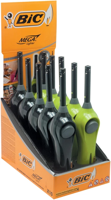 Accendigas BIC Mega - 20 Cm | Accensione Elettronica | Sicuro E Pratico | Colore Nero | Adatto Per Cucina E Campeggio