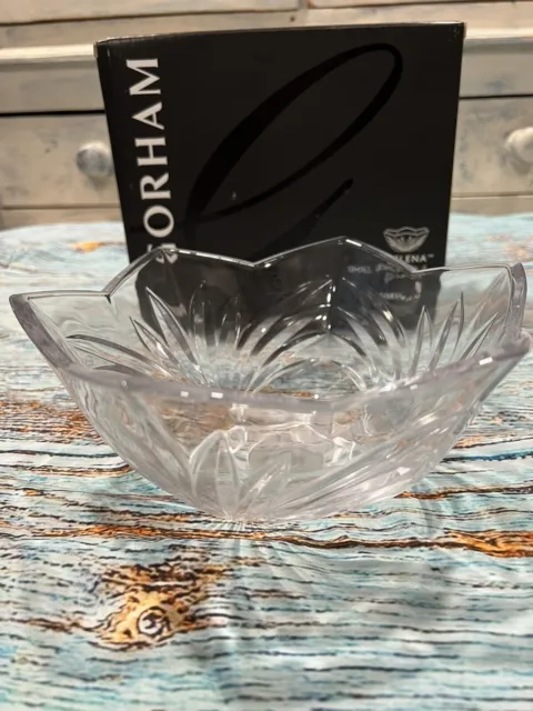 New in Box Gorham Elena small crystal bowl 8.5 in