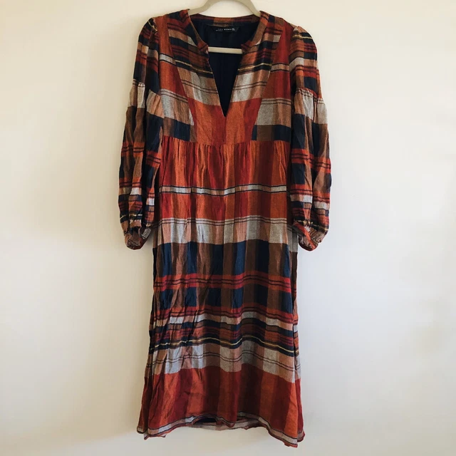 open lace back dress Loud Apparel Red Check Dress Loose Fit