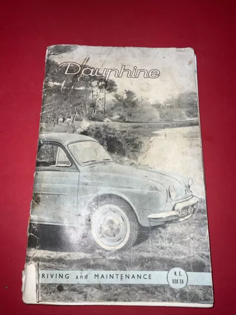 Renault Dauphine Car Driving And Maintenance Hand Book With Lubrication Chart