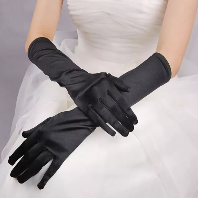 Gants Longs en Satin (Blanc, Rouge, Noir, Rose, Bleu,... Mariage Opéra