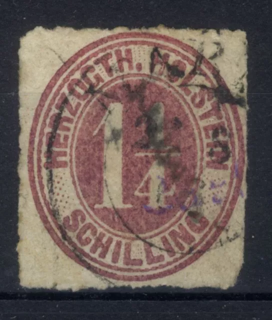 Schleswig Schleswig-Holstein 1865 | MiNr. 14 gestempelt - 1 1/4 Schilling rosali