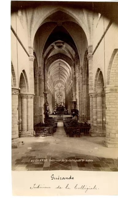 ND. France, Guérande, Intérieur de la Collégiale St. Aubin  Vintage albumen prin