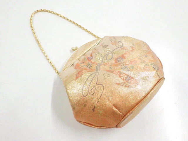6511204: Japanese Kimono / Vintage Bag / Saganishiki / Woven Flower & Noshi Patt