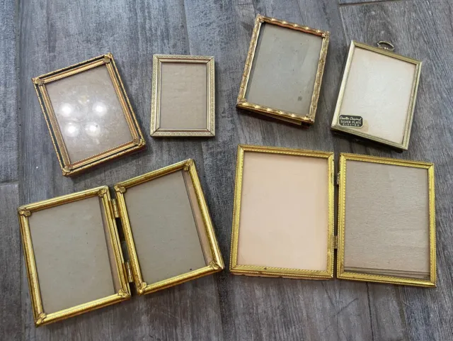 Lot of 6Vintage & Modern Style Gold Colored Metal Photo Frames - Various Sizes