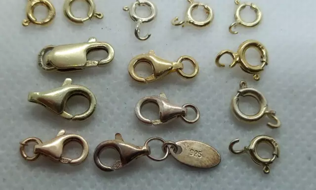 Job Lot Gold Plated 925 Sterling Silver Findings Bolt Ring Clasp Trigger Lobster