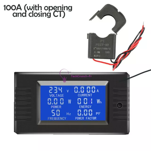 AC 80~260V 100A Single Phase Digital Ampermeter Power Energy Voltmeter Ammeter F