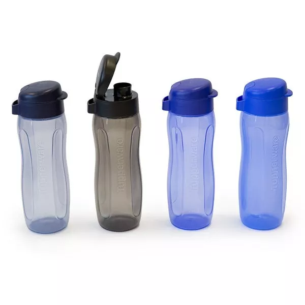 Tupperware Gen II 500ml Eco Water Drink Bottles Set Of 4 Blues & Black Brand New