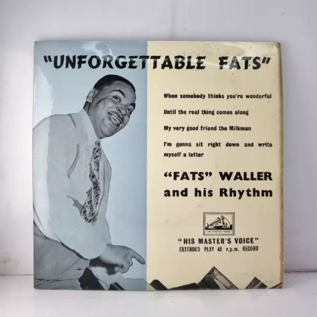 Fats Waller and his Rhythm Unforgettable Fats EP 7" Vinyl Record