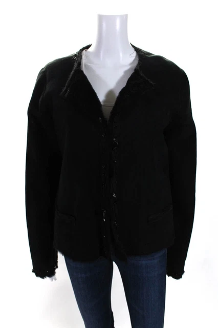 Nigel Preston & Knight Womens Merino Shearling Jewel Jacket Black Size Large Nigel Preston & Knight Womens Merino Shearling Jewel Jacket Black Size Large