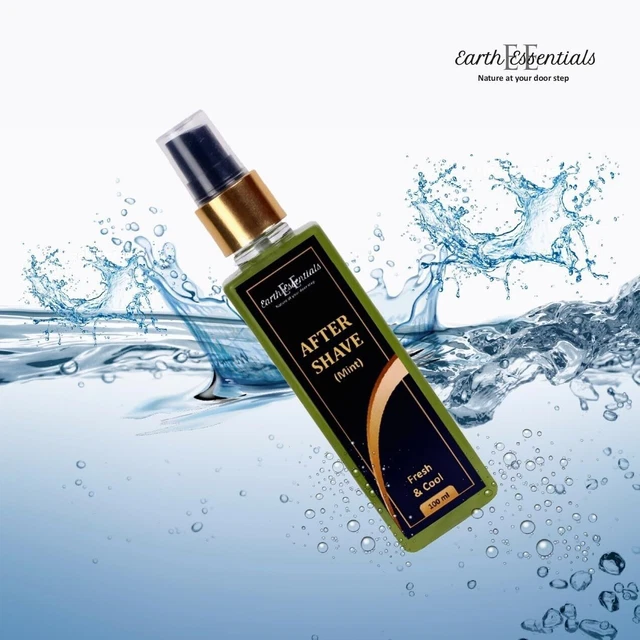 EARTH ESSENTIALS AFTER Shave Cool Mint Alcool Naturel Rafraîchit La