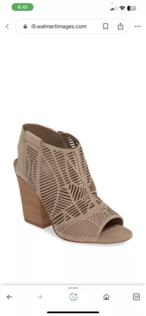 VINCE CAMUTO KIMORA Open Toe Beige Taupe Cutout Block Heel Ankle