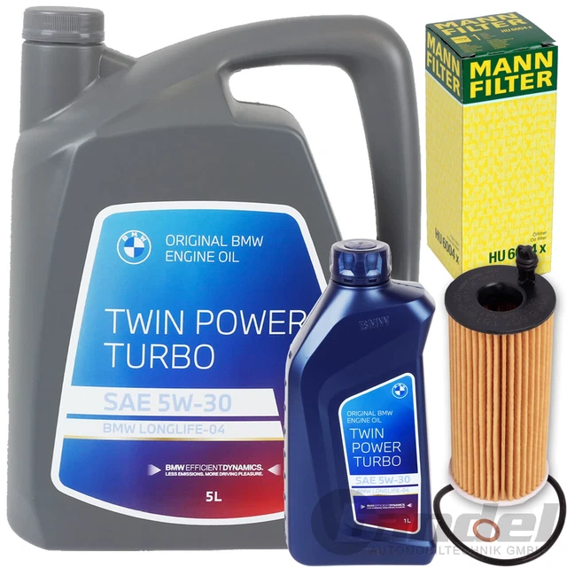 Kit Filtro Aceite BMW LL-04 Filtro De Aceite MANN Aceite Motor TwinPower Turbo 5W-30 LL-04 - Kit Cambio Para BMW Castrol 5w30