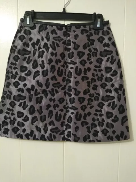 Oasis Leopard Animal Print Leopard Jacquard Mini Skirt Size 6 Gray 2