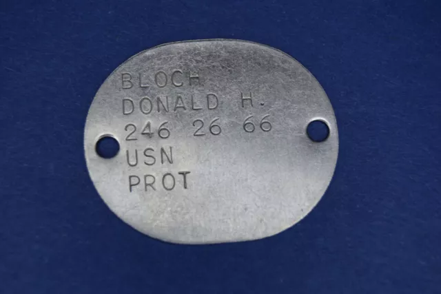 RARE WWII US NAVY Dog Tag ~ USS Mercury & Missouri Service Donald H Bloch