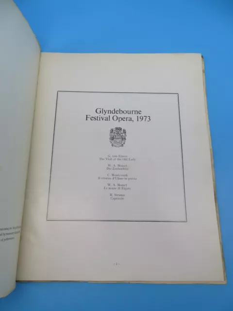 Glyndebourne opera programme 1973 Paperback 2