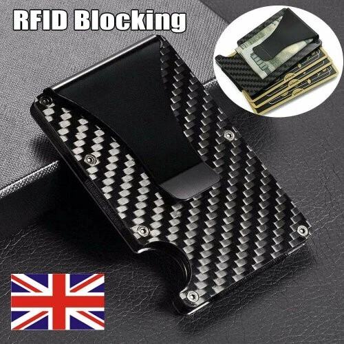 RFID Card Holder Men Wallet Carbon Fibre Anti scan Money Clip Credit Card Holder