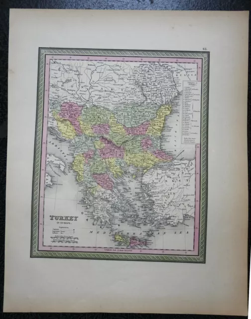 Ottoman Empire & Greece Balkans Serbia Albania Bosnia c.1850 Cowperthwait map