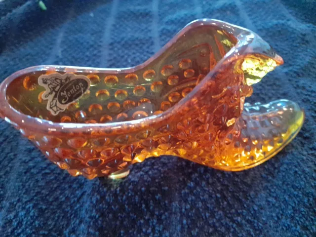 Vintage Fenton Amberina Glass  Hobnail Puss in Boot Shoe, excellent condition