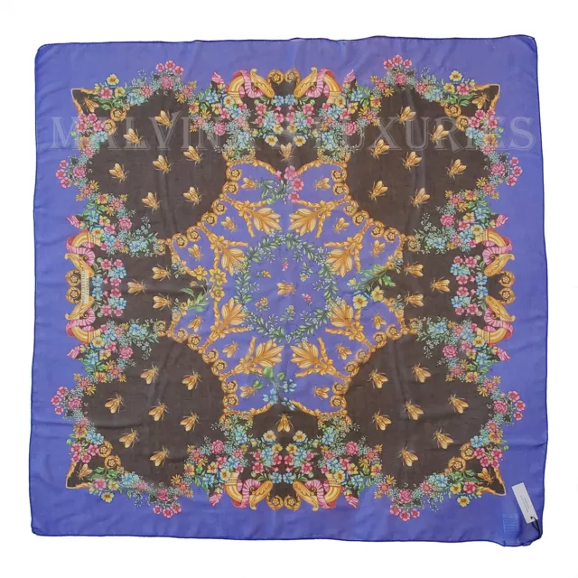 VERSACE COLLECTION SCARF Bumble Bee Modal Cashmere Foulard Print Square ...