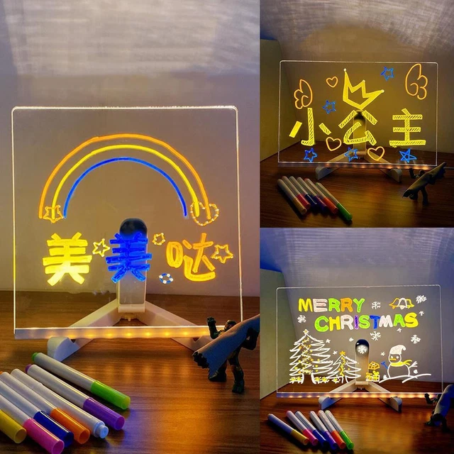 TRANSPARENT ACRYLIC DRY Erase Message Board Note Board LED Light Up 7