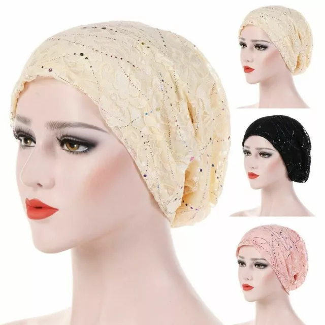 Women Lace Muslim Cancer Chemo Cap Baggy Hat Beanie Scarf Turban Headwrap 3