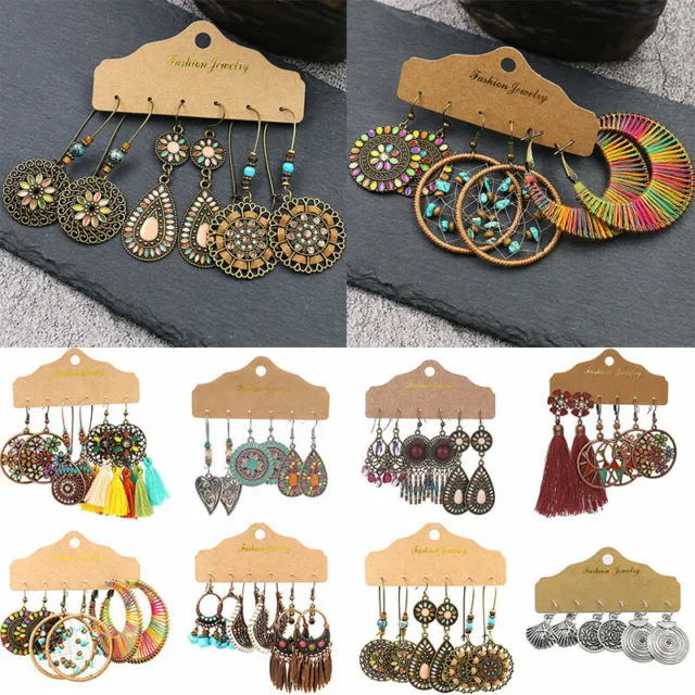 Boho Gypsy Earrings Tribal Ethnic Festival Tassel Ear Hook Drop Dangle Jewellery