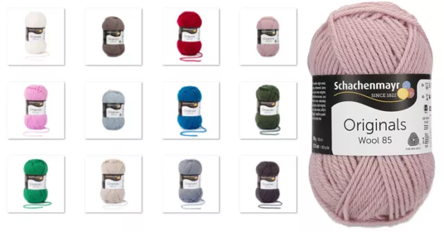 (59€/kg) Schachenmayr Wolle Wool 85, reine Wolle zum Stricken und Häkeln 9807568