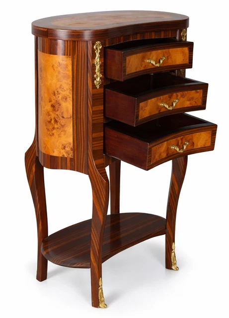 Table De Chevet Palazzo INT – Style Hollywood – Noir, Verre Et Bois – 3 Tiroirs – Neuve