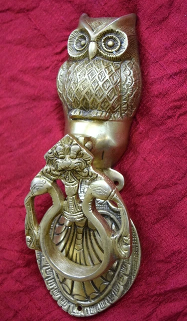 Owl Door Knocker Brass Handmade Victorian Golden Design Home Door Bell Dec MJ13