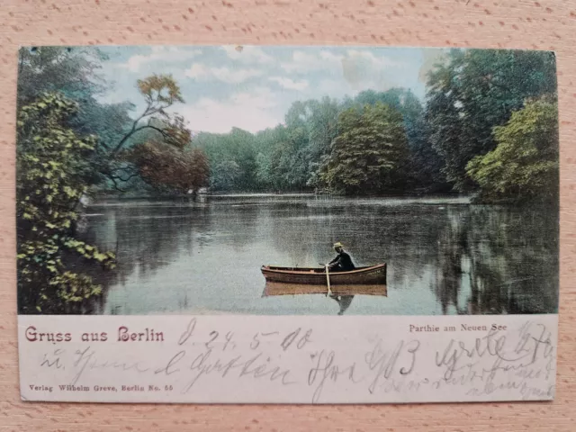 alte Postkarte - 1910 - Gruss aus Berlin - Parthie am Neuen See